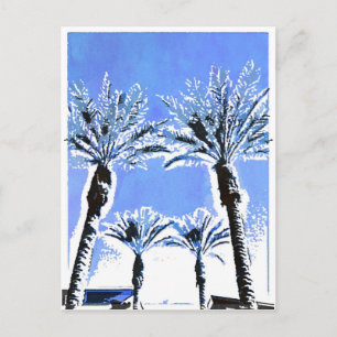 Cool Blue Palm Trees Paradise Beach Theme Decor Postcard