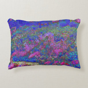 Cool Blue Panoramic Garden Flowers View Decorative Cushion