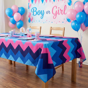 Cool Blue Pink Chevron Pattern Medium Tablecloth