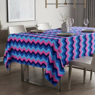 Cool Blue Pink Chevron Pattern Medium Tablecloth
