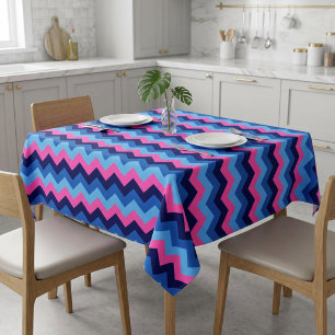 Cool Blue Pink Chevron Pattern Small Tablecloth