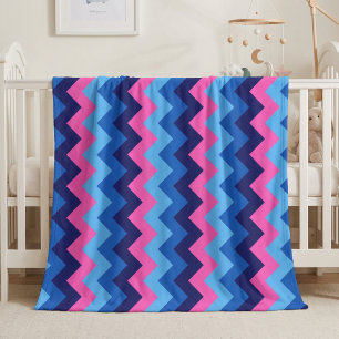 Cool Blue Pink Chevrons Medium Fleece Blanket