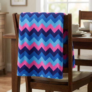 Cool Blue Pink Chevrons Small Fleece Blanket