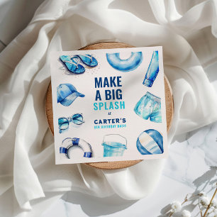 Cool Blue Pool Party Summer Boys Birthday Napkin