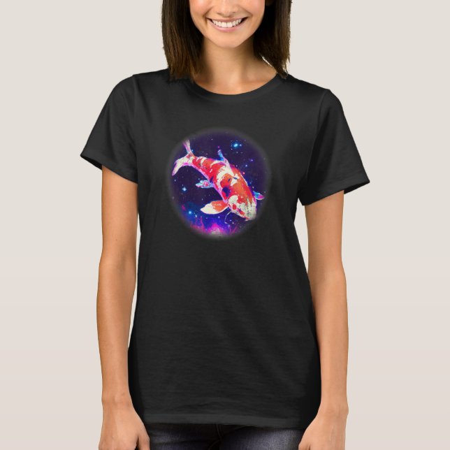 Cool blue purple Night Asian koi fish, Japanese ca T-Shirt (Front)