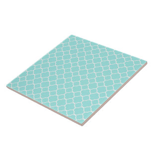 Cool Blue Quatrefoil Pattern Tile