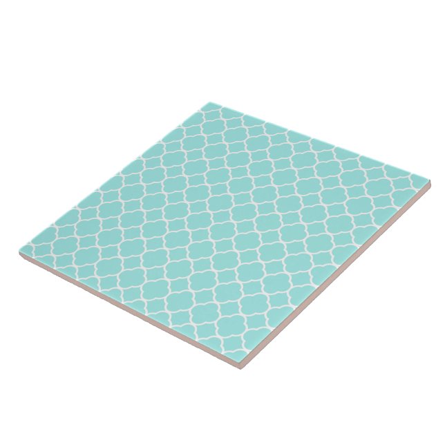 Cool Blue Quatrefoil Pattern Tile (Side)