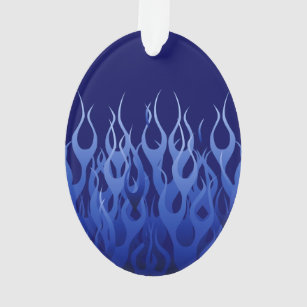 Cool Blue Racing Flames Ornament