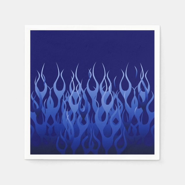 Cool Blue Racing Flames Style Napkin (Front)