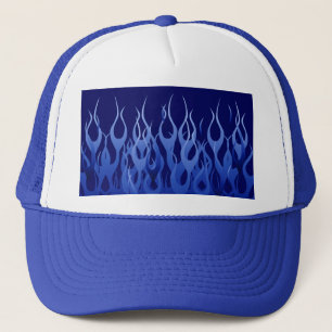 Cool Blue Racing Flames Trucker Hat
