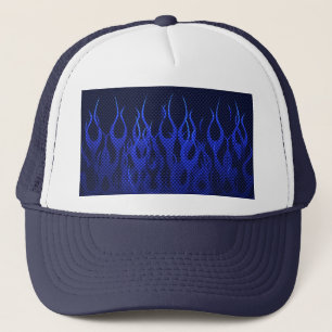 Cool Blue Racing Flames Trucker Hat