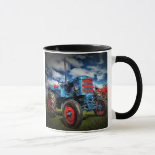 Cool Blue Red Antique Tractor Gifts for Farmers Mug