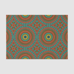 Cool Blue Red Yellow Retro Geometric Ethnic Tribal Tissue Paper