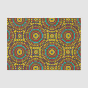 Cool Blue Red Yellow Retro Geometric Ethnic Tribal Tissue Paper