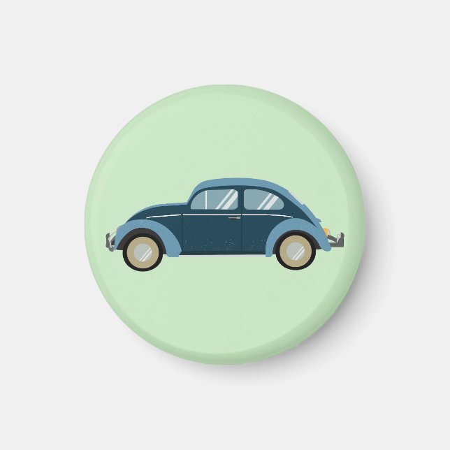 cool blue retro car with scuffs magnet (Front)