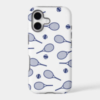 Cool Blue Retro Racquets Pattern Tennis Player