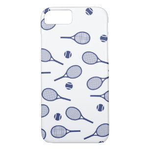 Cool Blue Retro Racquets Pattern Tennis Player    iPhone 8/7 Case