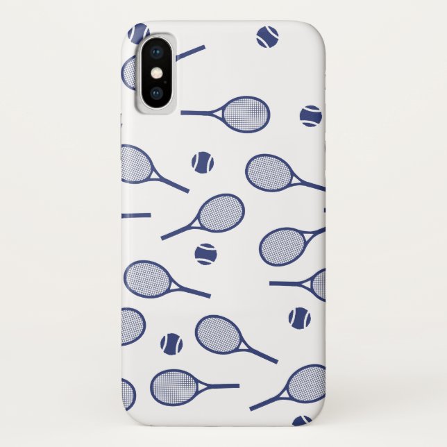 Cool Blue Retro Racquets Pattern Tennis Player   Case-Mate iPhone Case (Back)