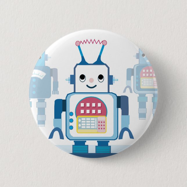 Cool Blue Robot Gifts Novelties 6 Cm Round Badge (Front)