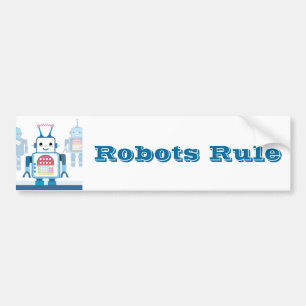 Cool Blue Robot Gifts Novelties Bumper Sticker