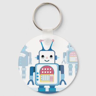 Cool Blue Robot Gifts Novelties Key Ring
