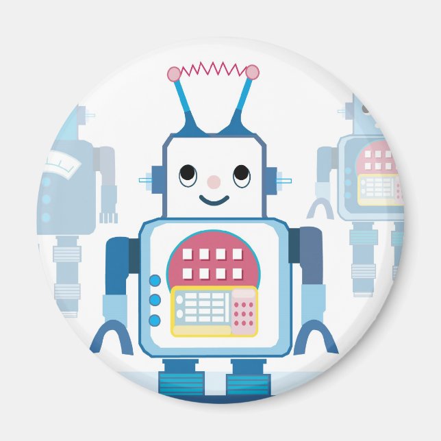 Cool Blue Robot Gifts Novelties Magnet (Front)