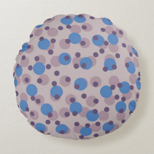 cool blue, rose and purple dots round cushion