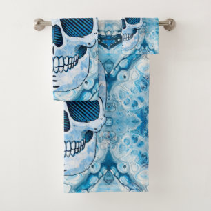 Cool Blue Skull Bath Towel Set