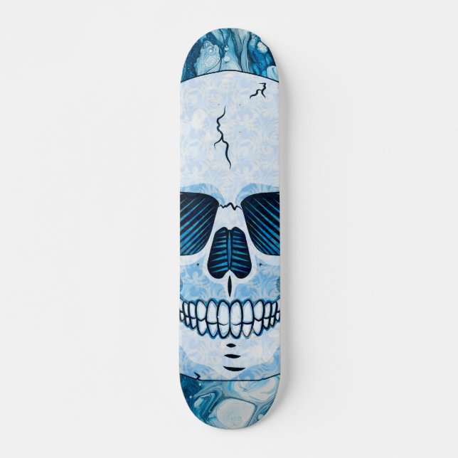 Cool Blue Skull Skateboard (Front)