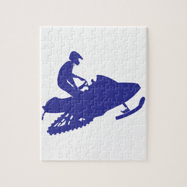 Cool Blue Snowmobiler Jigsaw Puzzle (Vertical)