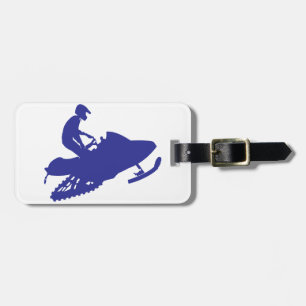 Cool Blue Snowmobiler Luggage Tag