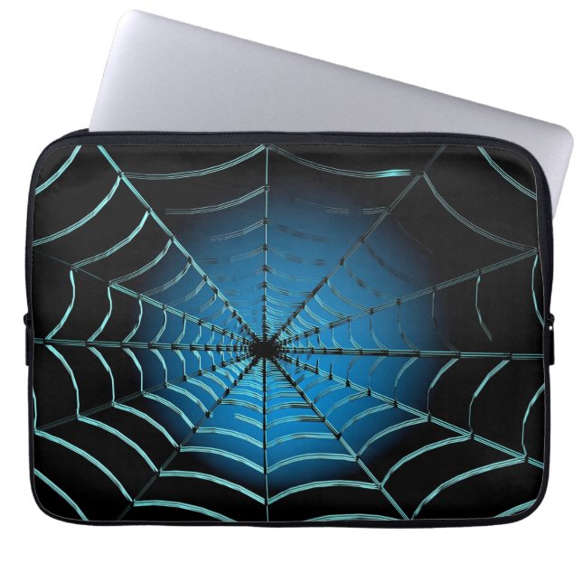 Cool Blue Spider Web Laptop Sleeve (Front)