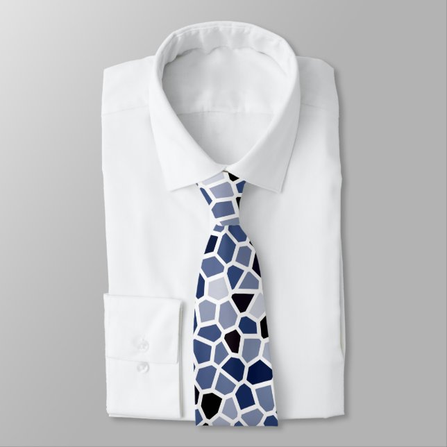 COOL Blue Stained Glass Pattern Tie (Tied)