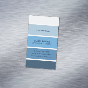 Cool Blue Striped Professional Painter Magnetic Business Card