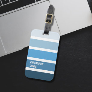 Cool Blue Stripes Travel Luggage Tag