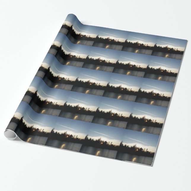 Cool Blue Sunset Wrapping Paper (Unrolled)