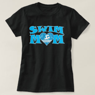 Cool Blue Swim Mum with Heart Cute Women's T-Shirt