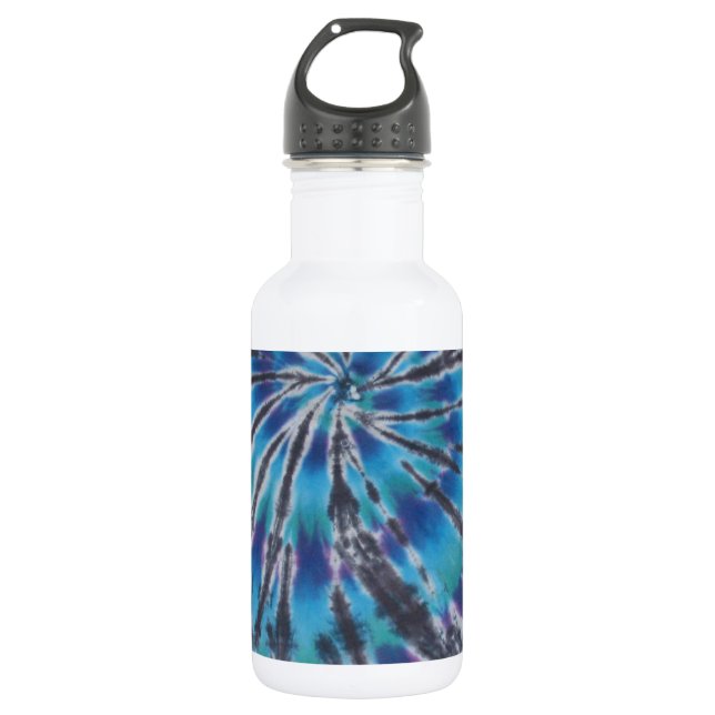 Cool Blue Swirl Spiral Tie Dye 532 Ml Water Bottle (Front)
