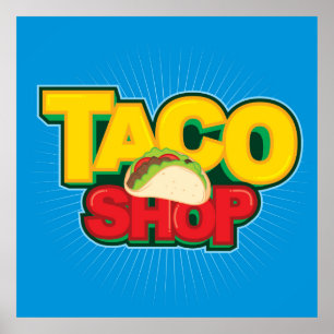 cool blue Taco Shop Poster