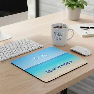 Cool Blue Tropical Beach Mouse Mat