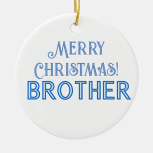 Cool Blue Typography Merry Christmas Brother Ceramic Tree Decoration