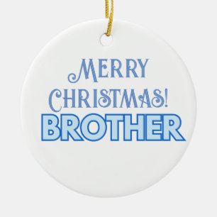 Cool Blue Typography Merry Christmas Brother Ceramic Tree Decoration