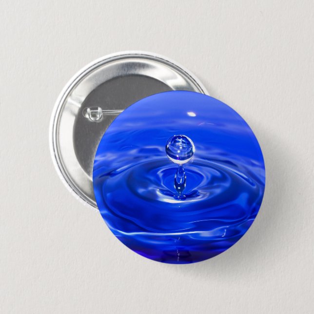 Cool Blue Water Droplet 6 Cm Round Badge (Front & Back)