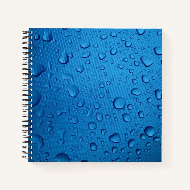 Cool Blue Water Droplets Square Notebook (Front)