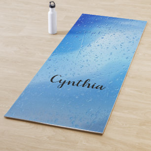 Cool blue water drops personalised yoga mat