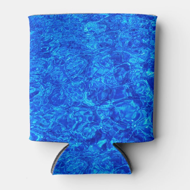 Cool blue water on a can coozie (Front)