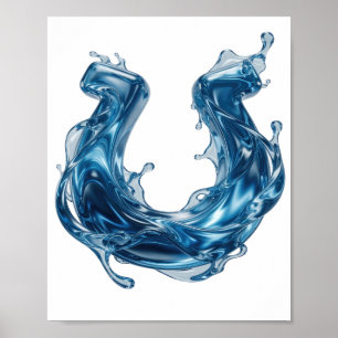 Cool Blue WATER SPLASH Bold Design Poster