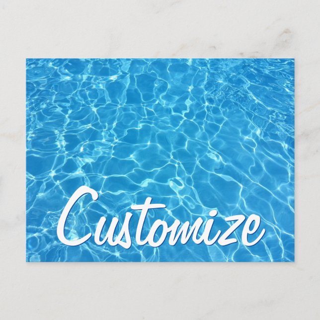 Cool Blue Water Swimming Pool Swim Party Custom Postcard (Front)