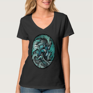 Cool Blue Waves Ocean Style Surf Club Summer Beac T-Shirt