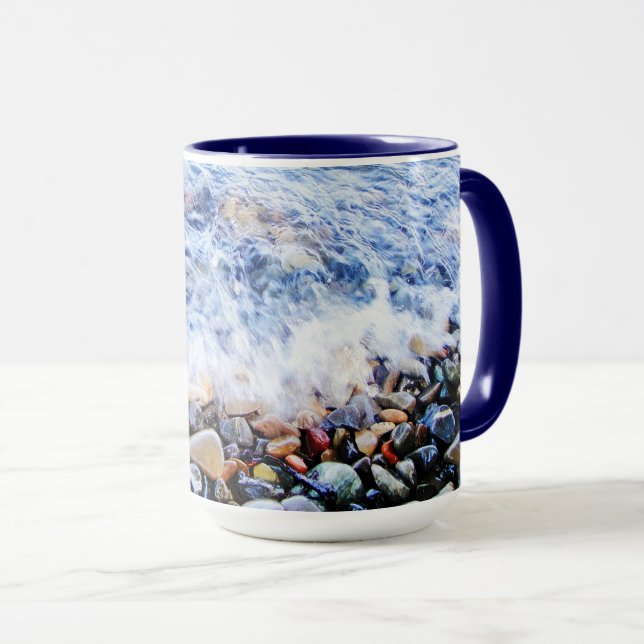 Cool blue waving water mug (Front Right)